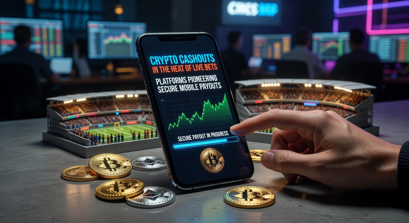 Mobile screen showing live soccer bet with crypto cashout option active during a match